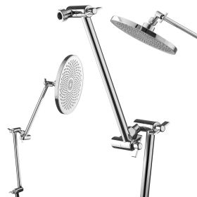 Shower Head Extension Arm, 16 inches, Brass Shower Arm Extender with Flexible Adjustable Angle Height, Chrome Finish