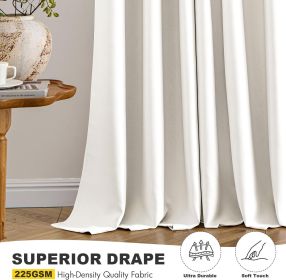 Ivory Blackout Curtains for Bedroom Living Room 63 Inches Long 2 Panels