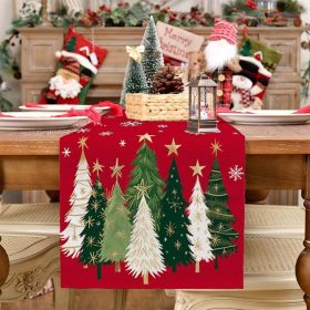 Christmas Table Runner 13x72 Inch, Xmas Trees Snowflakes Holiday Decorative Farmhouse Table Decoration for Kitchen Dinning