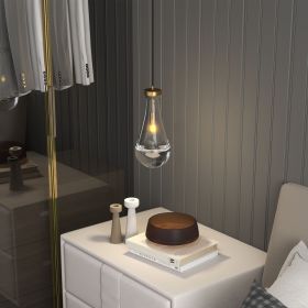Modern Raindrop Pendant Lights, Pendant Lights for Kitchen Island, Brass Rod Dining Room Light Fixture, Clear Solid Raindrop Chandelier