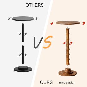 Round Side Table, Modern Drink Table for Small Spaces, Small End Table with Solid Wood Leg for Living Room, Bedroom, Corners