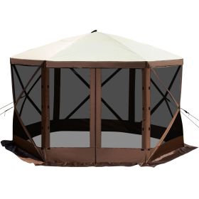 Gazebo Screen Tent, 12 x 12 ft, 6 Sided Pop-up Camping Canopy Shelter Tent with Mesh Windows, Portable Carry Bag, Ground Stakes