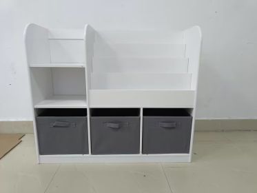 Kids Bookcase and Bookshelf, Multifunctional Bookcase with 3 Collapsible Fabric Drawers, Bookcase Display Stand, Toy Storage Organizer for Bedroo