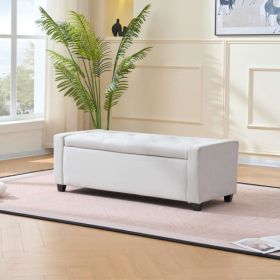 48" Storage Bedroom Bench For End Of Bed, Faux Linen Upholstered Storage Ottoman With Arms For Bedroom,Living Room, Entryway, Beige (Option: Defaulttitle)