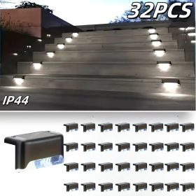 32/16 PCS Solar Deck Lights Outdoor, Solar Step Lights Waterproof Led Solar Lights For Outdoor Stairs, Step , Fence, Yard, Patio, And Pathway Fam (Option: Whitelight32PCS)