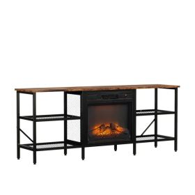 58' Weathered Wood Fireplace TV Stand Console Table With 4 Shelves, For 18' Electric Fireplace Insert (Option: Defaulttitle)