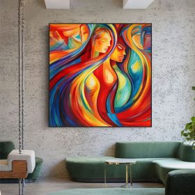 Hand Painted Oil Painting Abstract Sexy Woman Oil Painting on Canvas Large Wall Art Original Minimalist Beautiful Girl Portrait Art Custom Modern (Style: 01, size: 100x100cm)