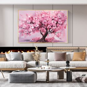 Hand Painted Oil Painting Original Blossom Flower Oil Painting on Canvas Large Wall Art Abstract Pink Floral Painting Minimalist Art Custom Paint (Style: 01, size: 50x70cm)