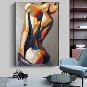 Handpainted large Sexy Naked Back Wall Art Sexy Girl woman Modern Abstract Nude Oil Painting on Canvas Home Entryway Living Room Bedroom Luxuriou (Style: 01, size: 90x120cm)