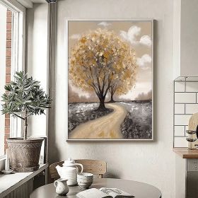 Hand Painted Oil Painting Abstract Blooming Tree Landscape Oil Painting On Canvas Nature Forest Wall Art Original Autumn Forest Landscape Art Liv (Style: 01, size: 50x70cm)