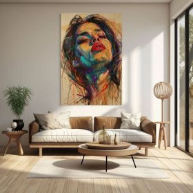 Woman Portrait Figure Wall Art Woman Face Hand Painted Oil Painting Female Face Poster Abstract Girl (Style: 01, size: 50x70cm)