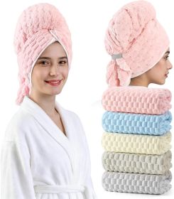 Blue Microfiber Hair Towels - Extra Large Hair Towel Wrap for Women, 24x42 inch Hair Towels with Elastic Strap, Super Soft Hair Drying Towels for (Color: Pink+blue+gray+ivory+beige)