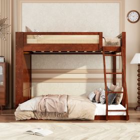 Twin over Full Bunk Bed with Shelf and LED (Color: Espresso)