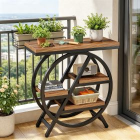 4-Tier Small Side Table with Storage Shelves Snack Table End Table for Living Room Bedroom Rustic Industrial Style (Color: Rustic Brown)